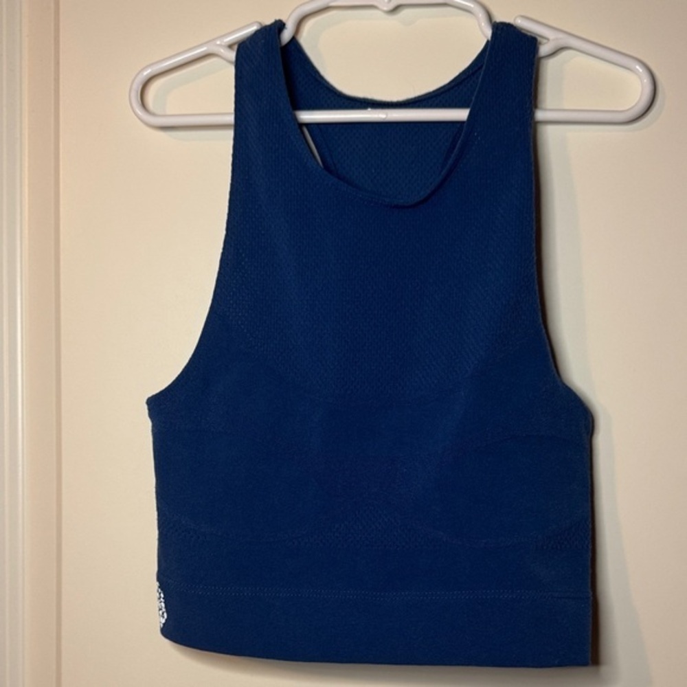 FP Movement by Free People Halter blue Crop‎ Active top Small EUC